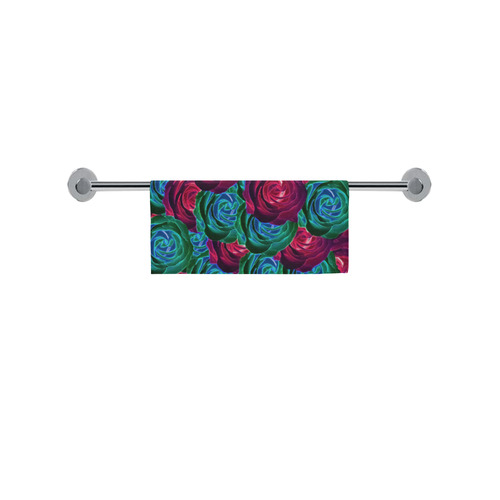 closeup blooming roses in red blue and green Square Towel 13“x13”