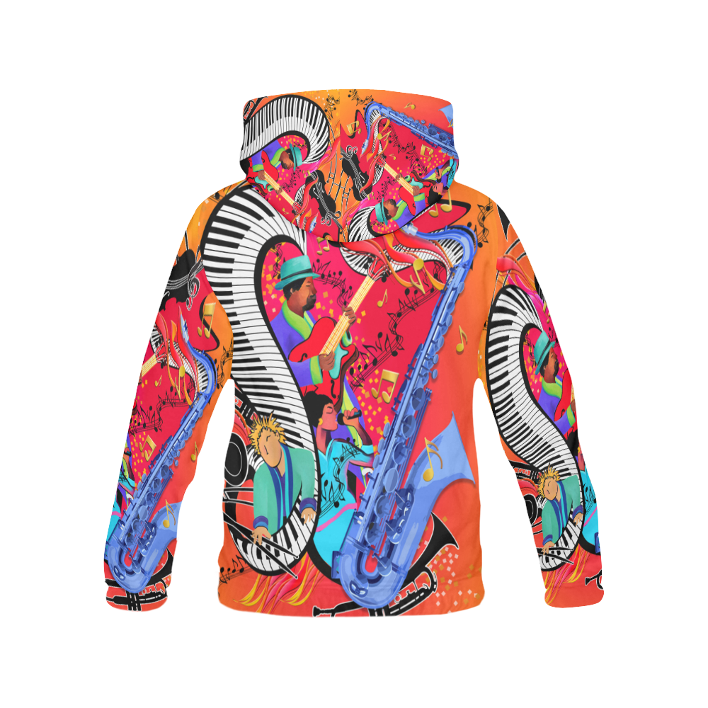 HOT Jazz Print Hoodie Music Art All Over Print Hoodie for Men (USA Size) (Model H13)