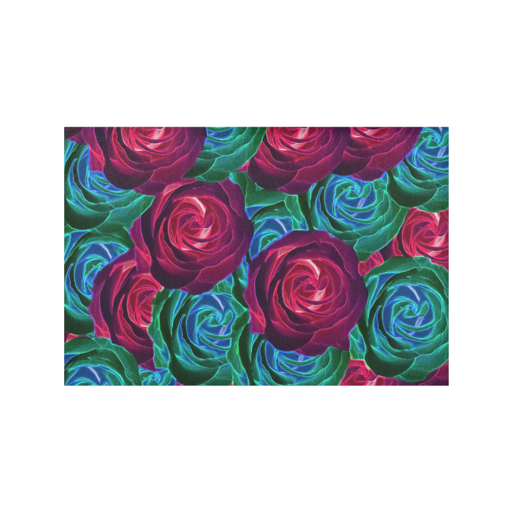 closeup blooming roses in red blue and green Placemat 12’’ x 18’’ (Set of 6)