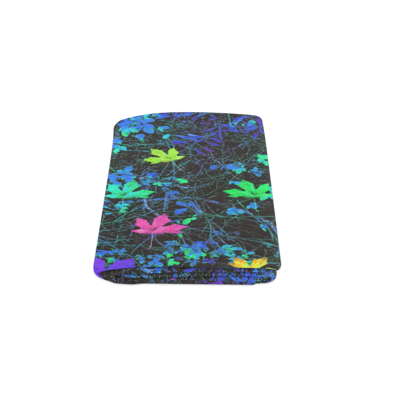 maple leaf in pink green purple blue yellow with blue creepers plants background Blanket 50"x60"