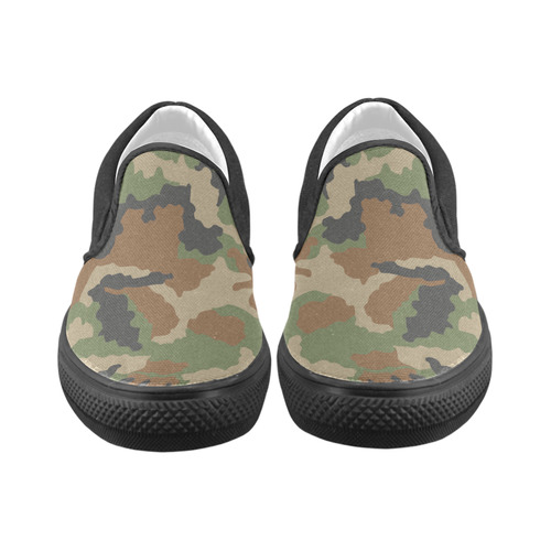 CAMOUFLAGE WOODLAND I Women's Unusual Slip-on Canvas Shoes (Model 019)