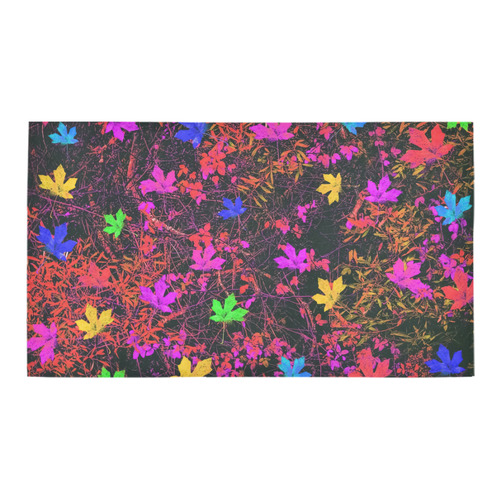 maple leaf in yellow green pink blue red with red and orange creepers plants background Bath Rug 16''x 28''