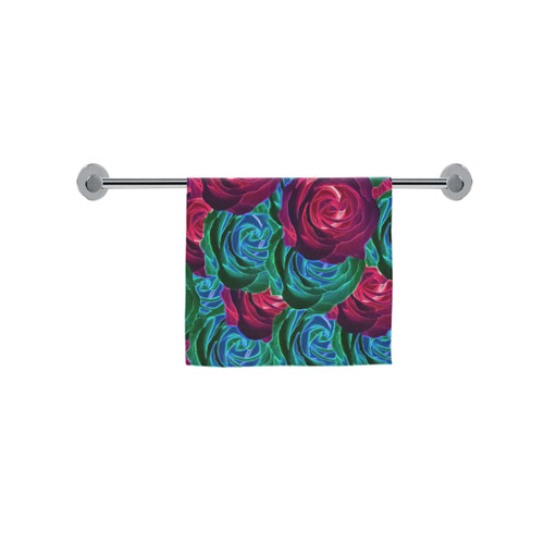 closeup blooming roses in red blue and green Custom Towel 16"x28"