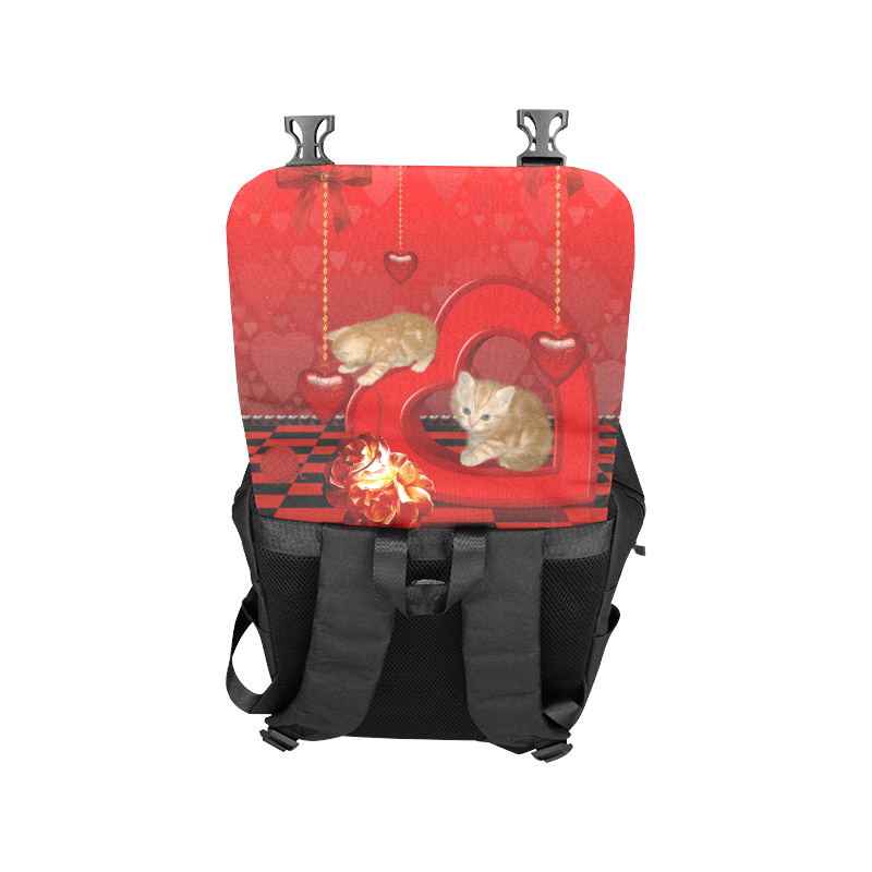 Cute kitten with hearts Casual Shoulders Backpack (Model 1623)