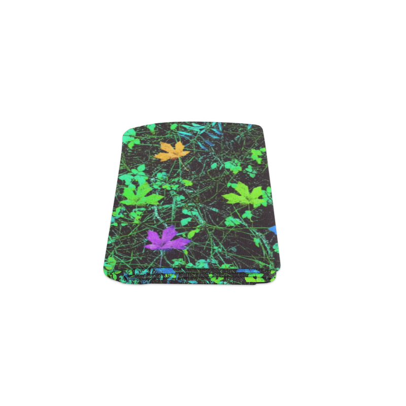 maple leaf in pink blue green yellow orange with green creepers plants background Blanket 40"x50"