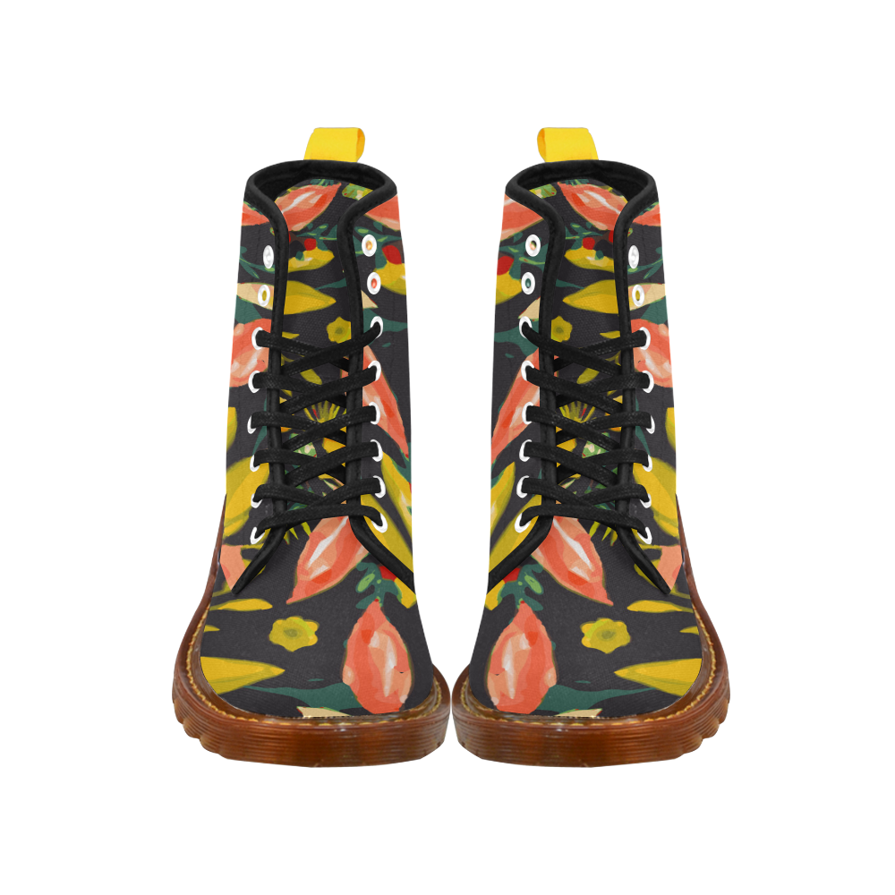 Watercolor Autumn Floral Martin Boots For Women Model 1203H