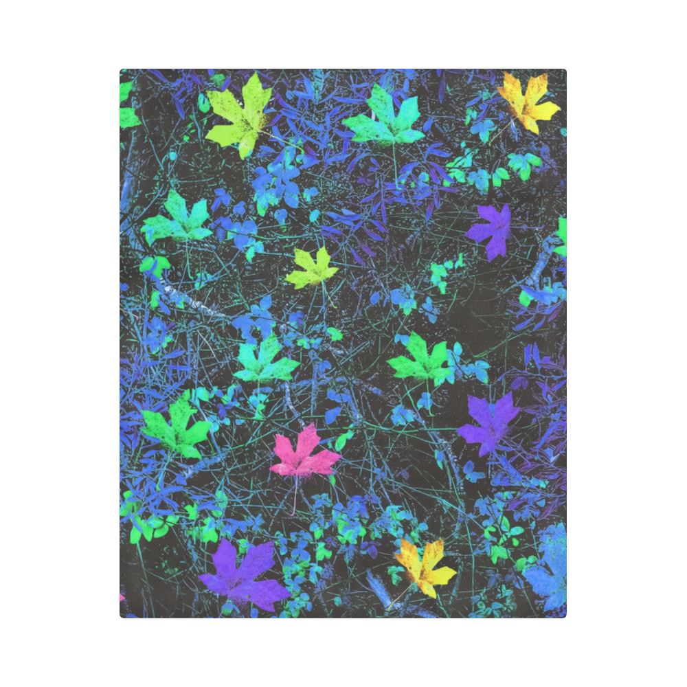 maple leaf in pink green purple blue yellow with blue creepers plants background Duvet Cover 86"x70" ( All-over-print)