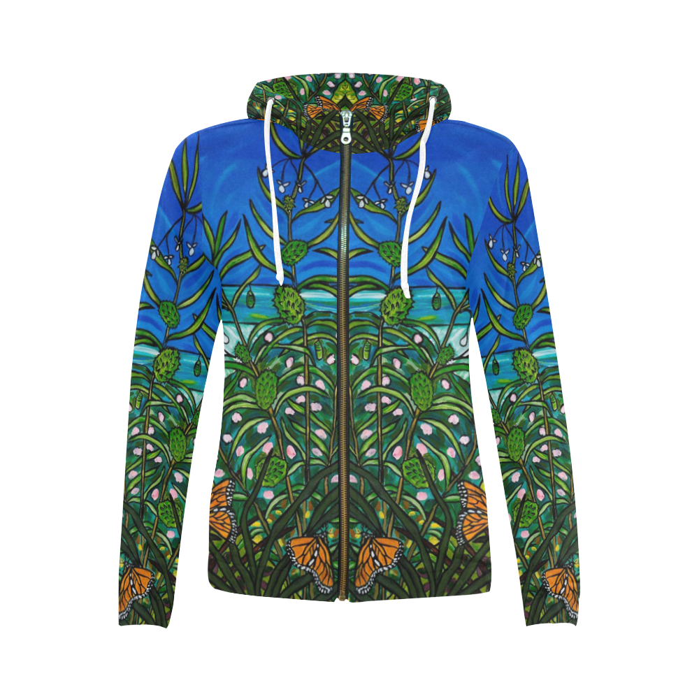 Monarchs - Copy (2) - Copy All Over Print Full Zip Hoodie for Women (Model H14)