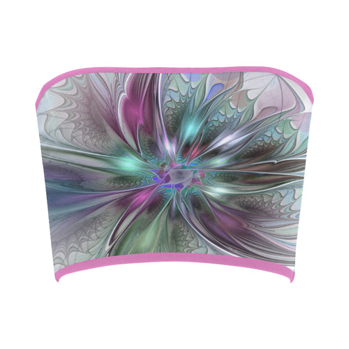 Colorful Fantasy Abstract Modern Fractal Flower Bandeau Top