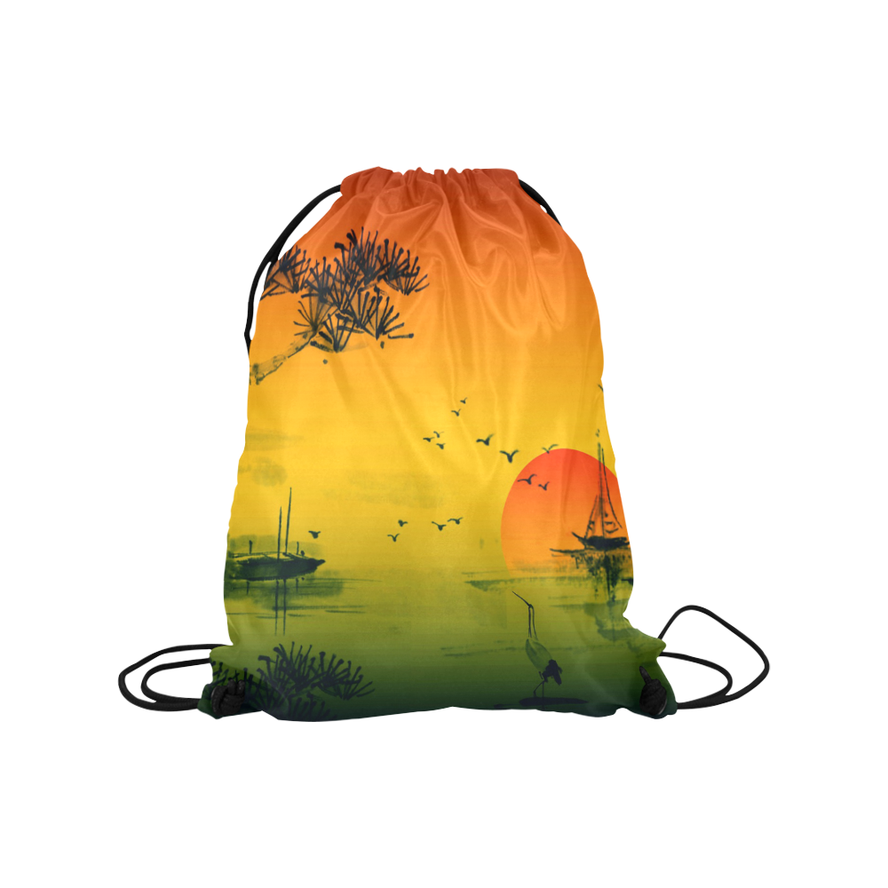 Sunset Orient Escape Medium Drawstring Bag Model 1604 (Twin Sides) 13.8"(W) * 18.1"(H)