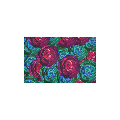 closeup blooming roses in red blue and green Area Rug 2'7"x 1'8‘’