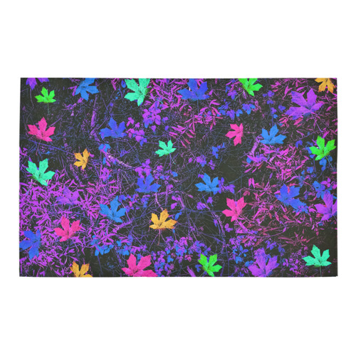 maple leaf in pink blue green yellow purple with pink and purple creepers plants background Bath Rug 20''x 32''
