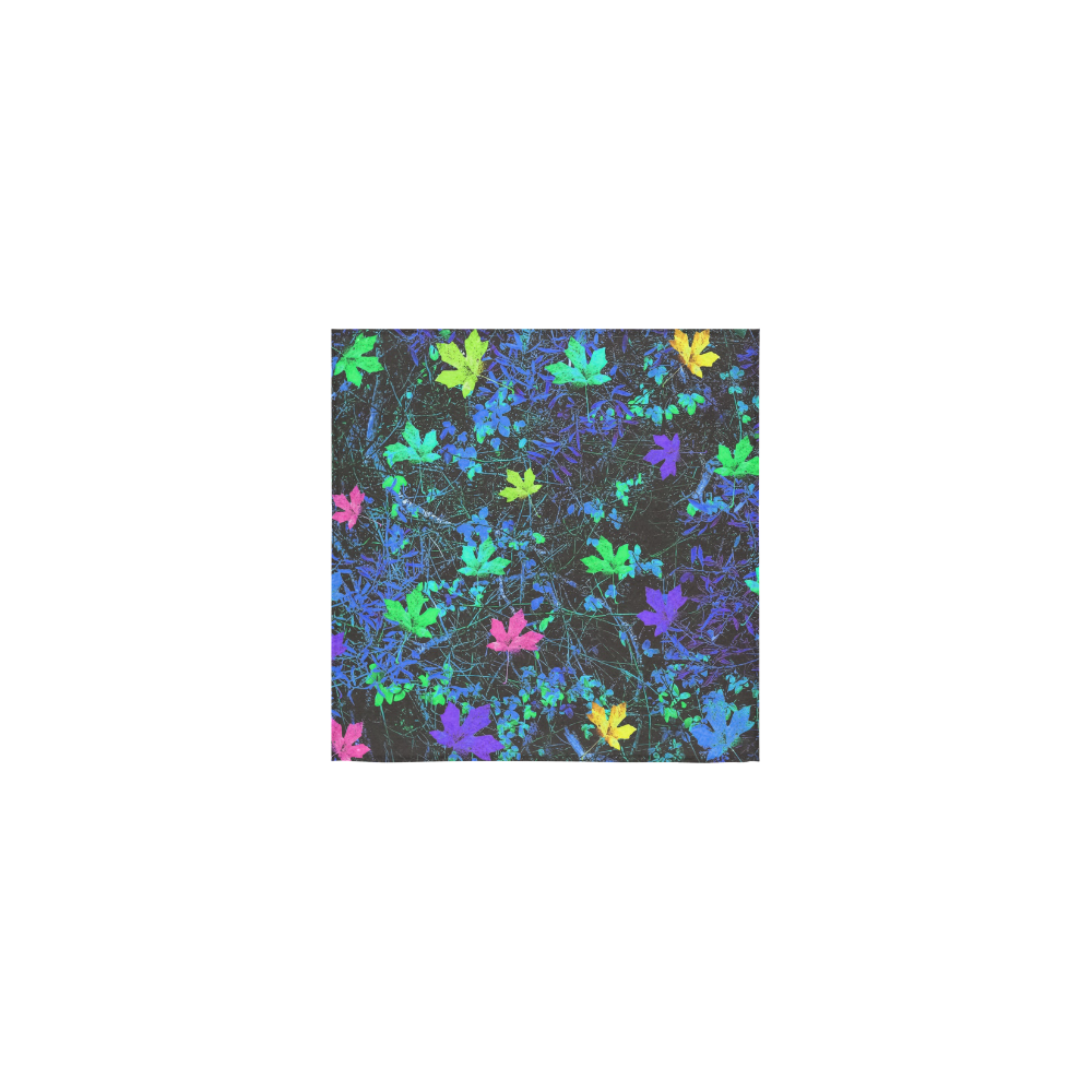 maple leaf in pink green purple blue yellow with blue creepers plants background Square Towel 13“x13”