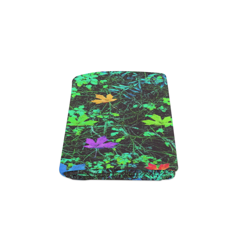 maple leaf in pink blue green yellow orange with green creepers plants background Blanket 50"x60"