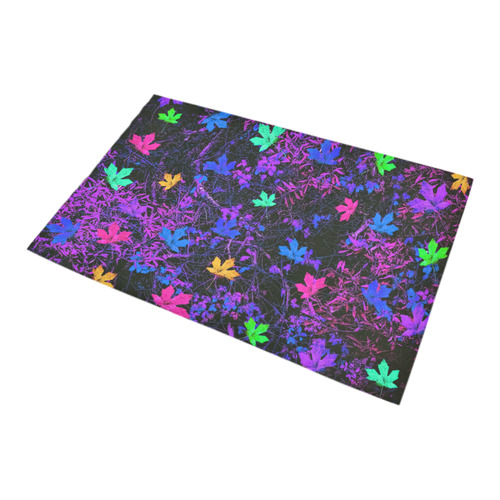 maple leaf in pink blue green yellow purple with pink and purple creepers plants background Bath Rug 20''x 32''