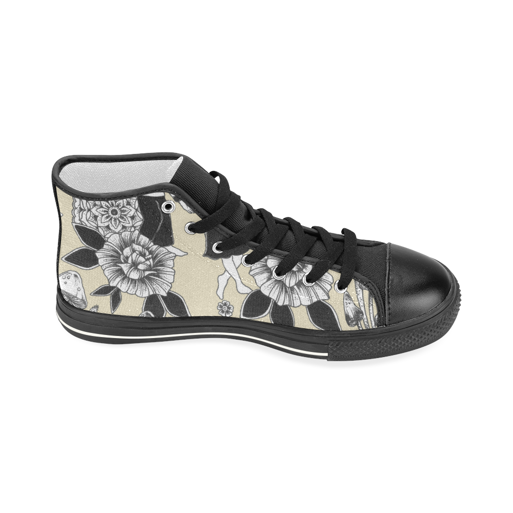 woodlands - bunny trip - pattern Women's Classic High Top Canvas Shoes (Model 017)