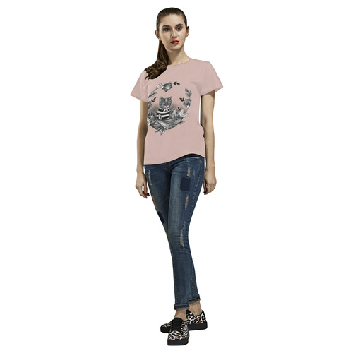 cat set - cat in nest All Over Print T-Shirt for Women (USA Size) (Model T40)