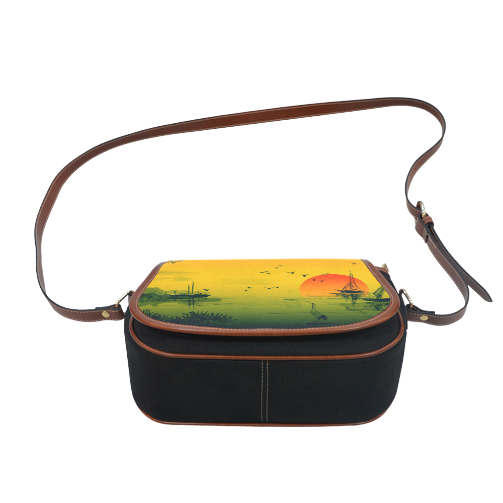 Sunset Orient Escape Saddle Bag/Small (Model 1649)(Flap Customization)