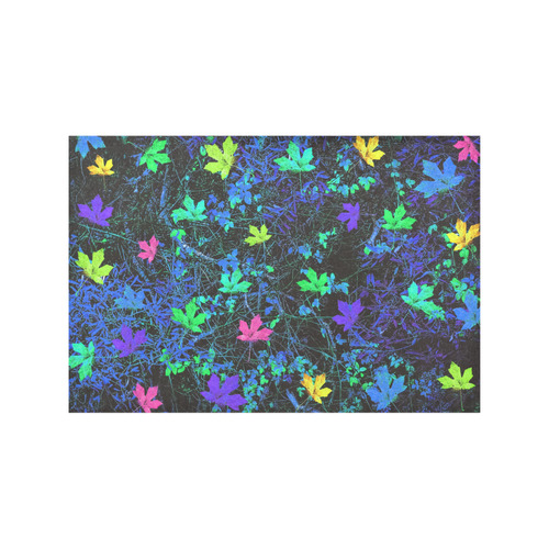 maple leaf in pink green purple blue yellow with blue creepers plants background Placemat 12’’ x 18’’ (Set of 6)