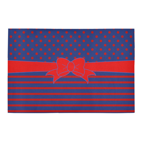 Polka Dots Stripes Comic Ribbon blue red Azalea Doormat 24" x 16" (Sponge Material)