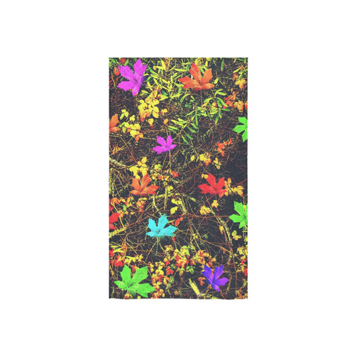 maple leaf in blue red green yellow pink orange with green creepers plants background Custom Towel 16"x28"