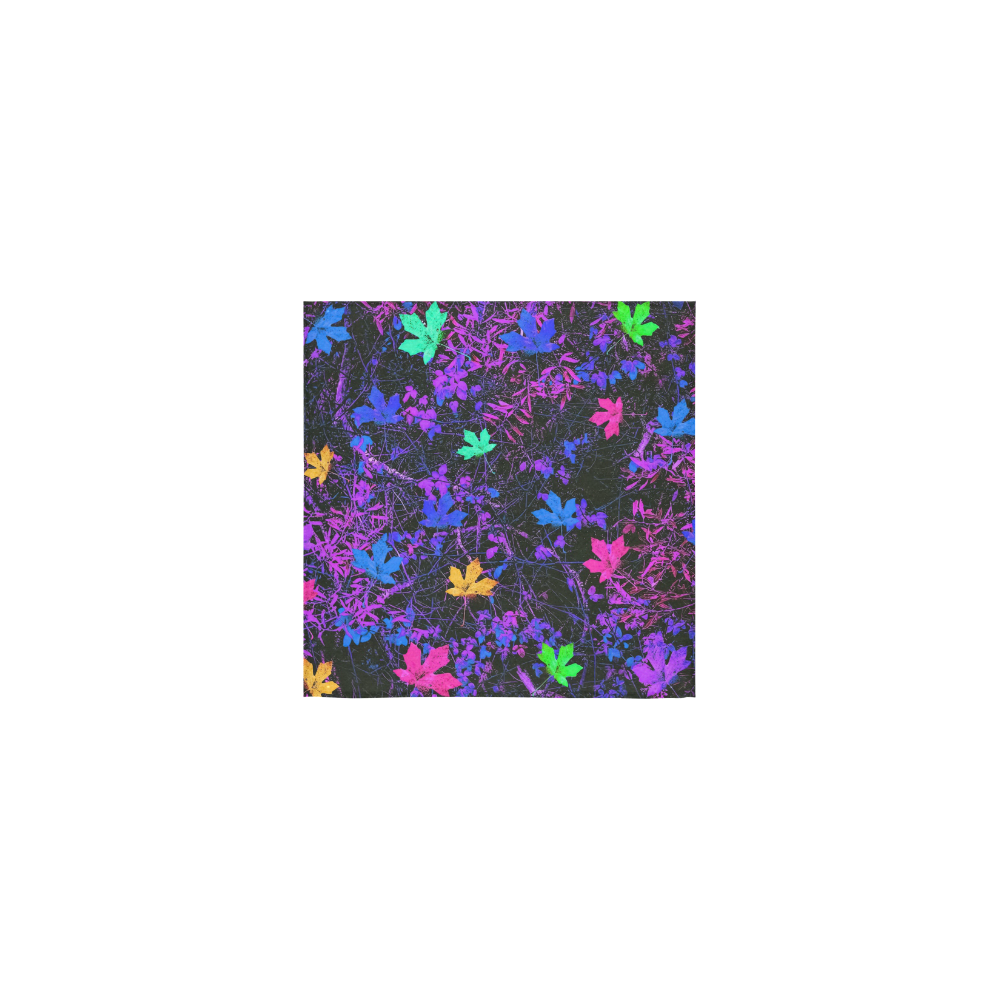 maple leaf in pink blue green yellow purple with pink and purple creepers plants background Square Towel 13“x13”