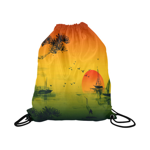 Sunset Orient Escape Large Drawstring Bag Model 1604 (Twin Sides)  16.5"(W) * 19.3"(H)