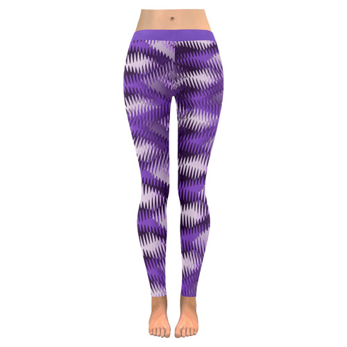 Purple Wavy Women's Low Rise Leggings (Invisible Stitch) (Model L05)