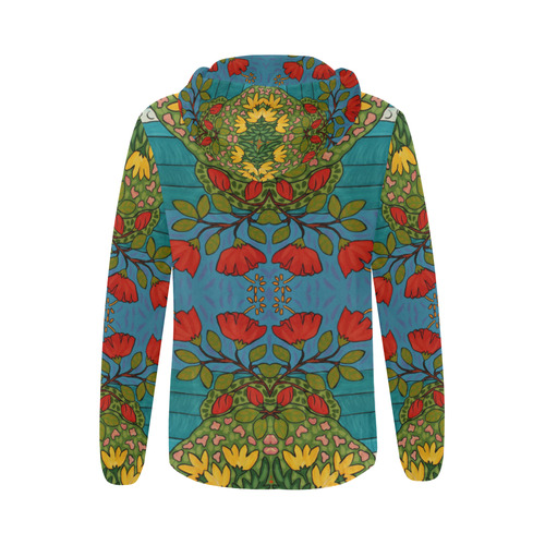 Red Hibiscus All Over Print Full Zip Hoodie for Women (Model H14)