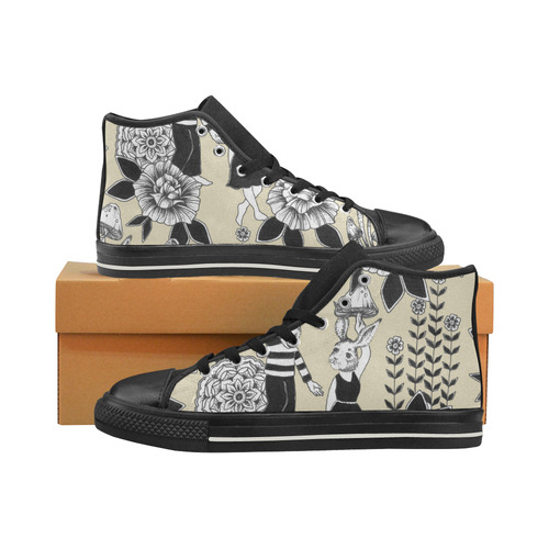 woodlands - bunny trip - pattern Women's Classic High Top Canvas Shoes (Model 017)