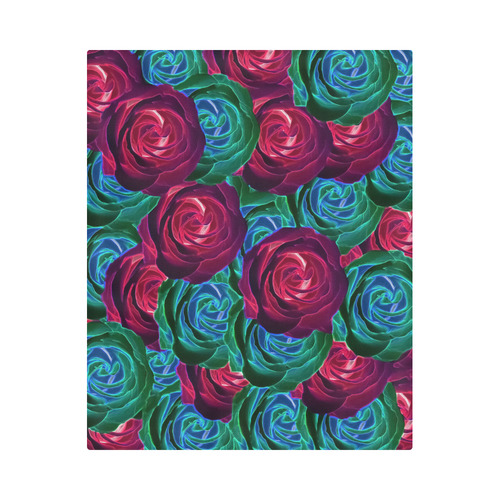 closeup blooming roses in red blue and green Duvet Cover 86"x70" ( All-over-print)