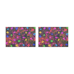 maple leaf in yellow green pink blue red with red and orange creepers plants background Placemat 12’’ x 18’’ (Set of 2)
