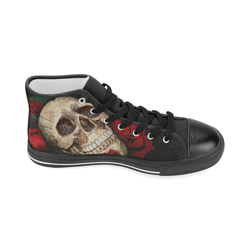 Skull & Roses New Women's Classic High Top Canvas Shoes (Model 017)