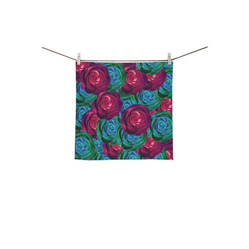 closeup blooming roses in red blue and green Square Towel 13“x13”