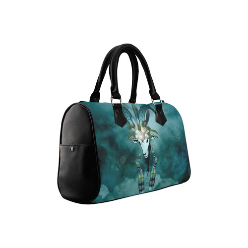 The billy goat with feathers and flowers Boston Handbag (Model 1621)