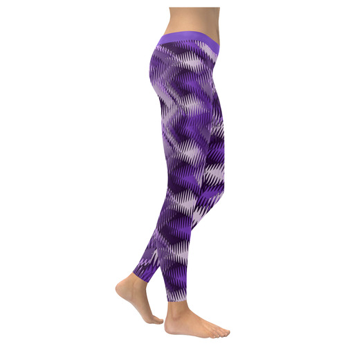 Purple Wavy Women's Low Rise Leggings (Invisible Stitch) (Model L05)