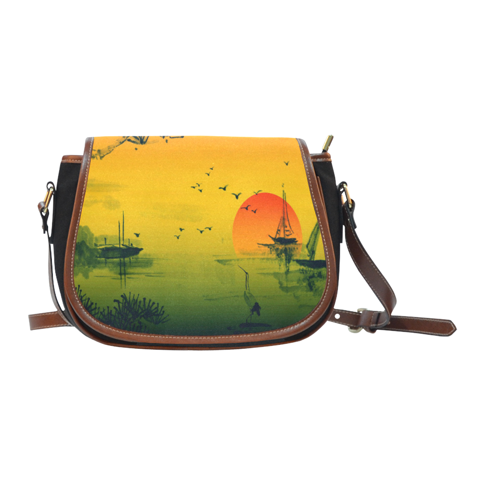 Sunset Orient Escape Saddle Bag/Small (Model 1649)(Flap Customization)