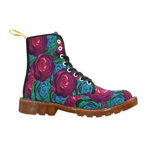 closeup blooming roses in red blue and green Martin Boots For Men Model 1203H