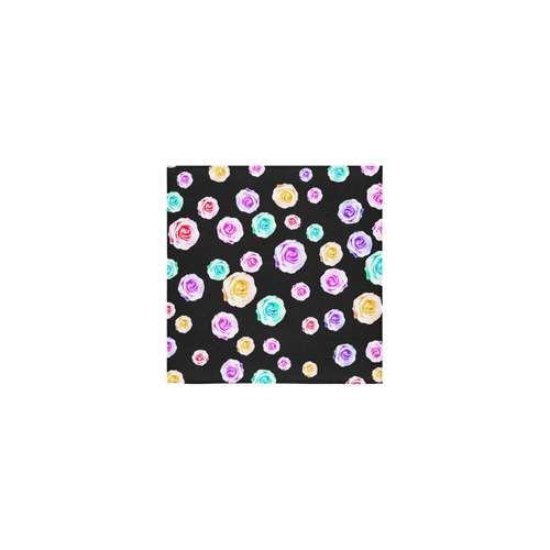 colorful roses in pink purple green yellow with black background Square Towel 13“x13”