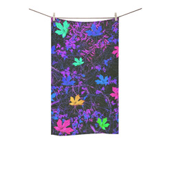 maple leaf in pink blue green yellow purple with pink and purple creepers plants background Custom Towel 16"x28"