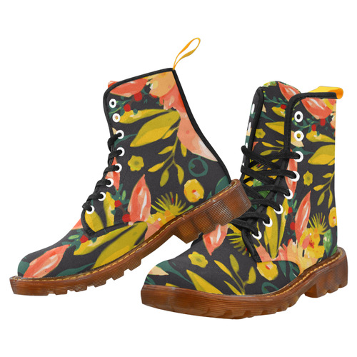 Watercolor Autumn Floral Martin Boots For Women Model 1203H