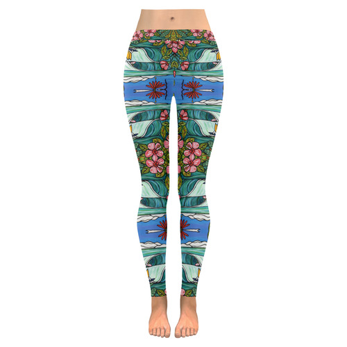 Passion Garden Women's Low Rise Leggings (Invisible Stitch) (Model L05)