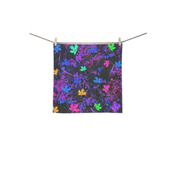 maple leaf in pink blue green yellow purple with pink and purple creepers plants background Square Towel 13“x13”