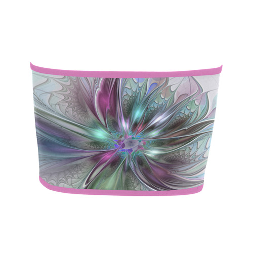 Colorful Fantasy Abstract Modern Fractal Flower Bandeau Top