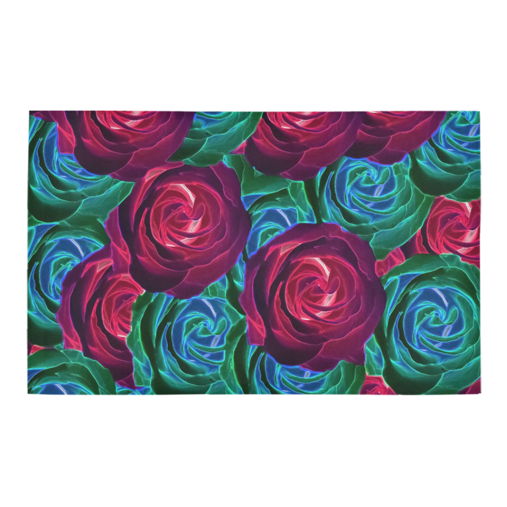 closeup blooming roses in red blue and green Bath Rug 20''x 32''