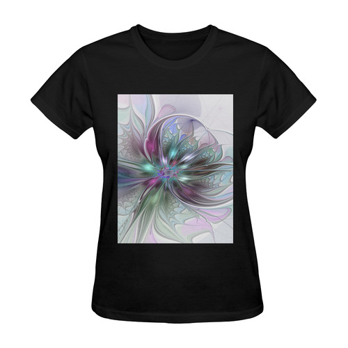 Colorful Fantasy Abstract Modern Fractal Flower Sunny Women's T-shirt (Model T05)