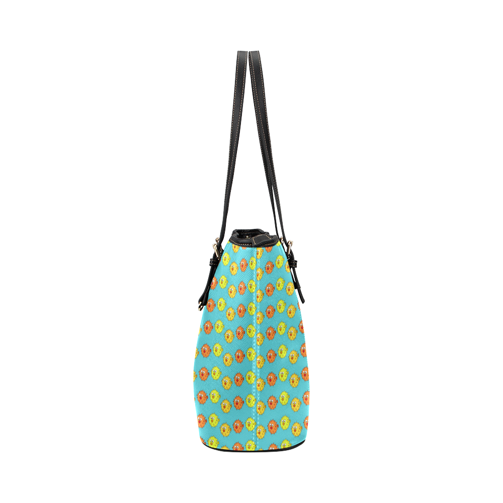 Fish Pattern Leather Tote Bag/Small (Model 1651)