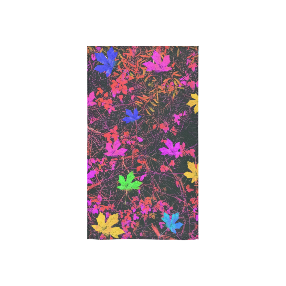 maple leaf in yellow green pink blue red with red and orange creepers plants background Custom Towel 16"x28"