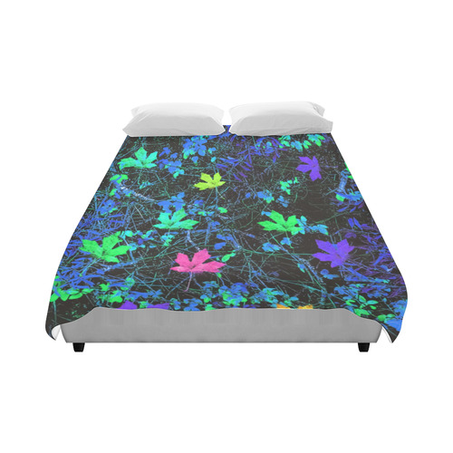 maple leaf in pink green purple blue yellow with blue creepers plants background Duvet Cover 86"x70" ( All-over-print)