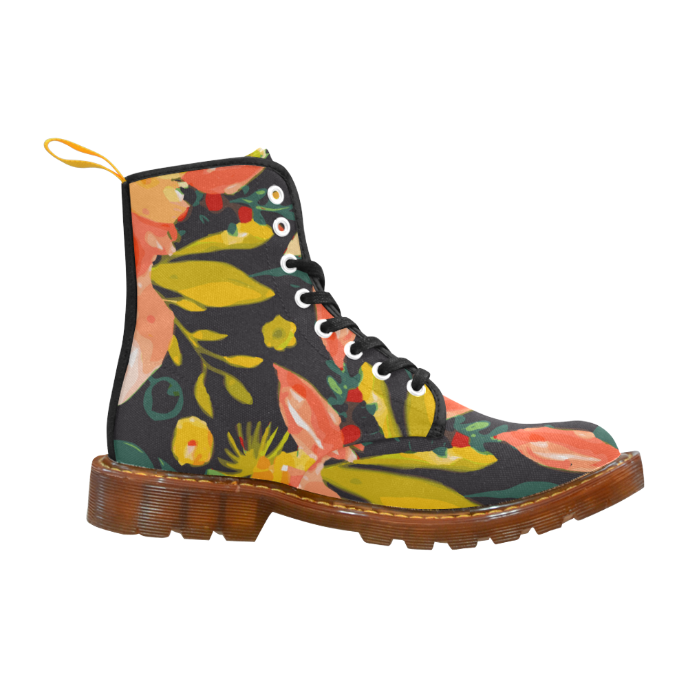 Watercolor Autumn Floral Martin Boots For Women Model 1203H